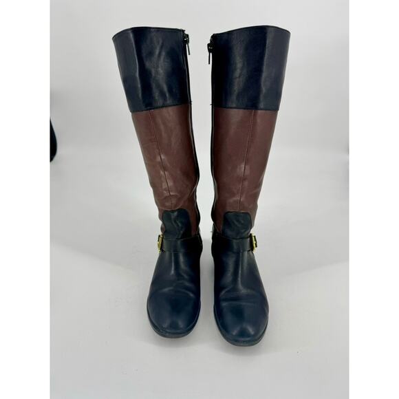Ralph Lauren Melanie Black and Brown Leather Riding Boots 6.5 - Picture 1 of 10